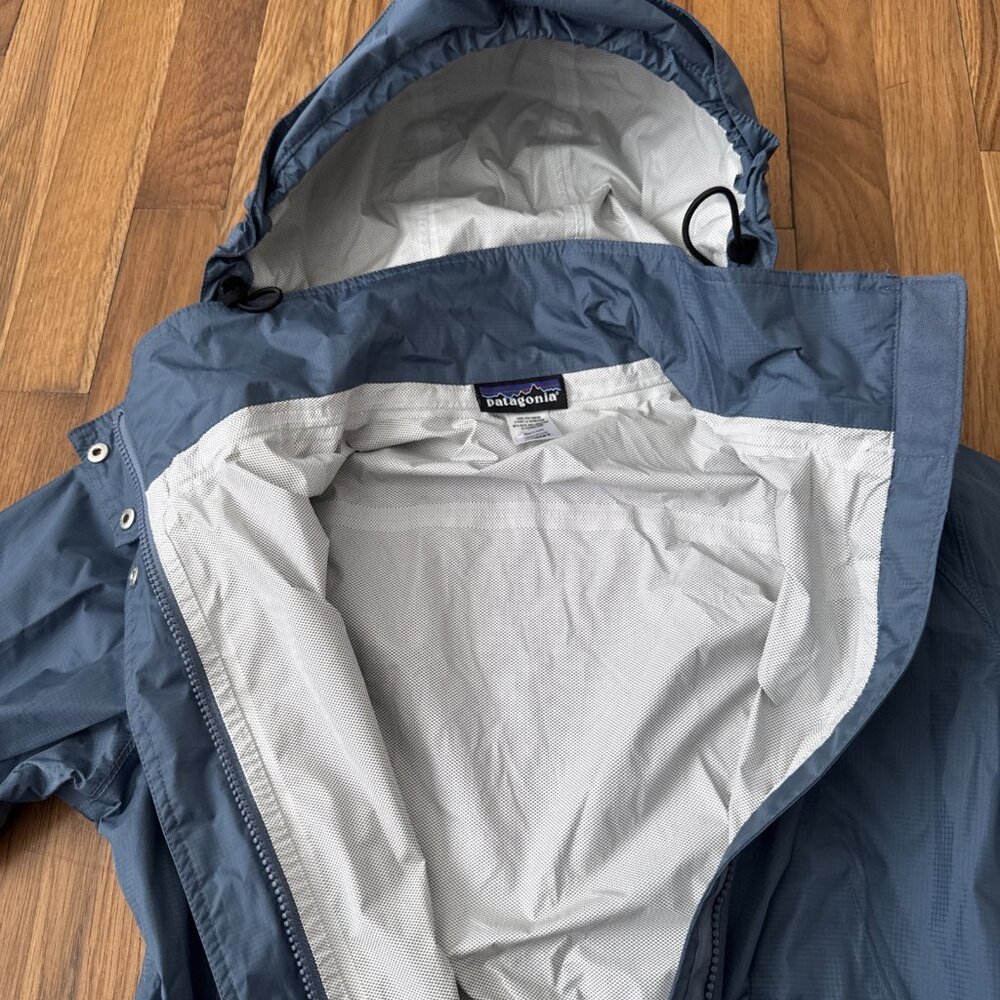 Patagonia Hooded Trench Raincoat Torrentshell Women's Blue Size M - Picture 5 of 7